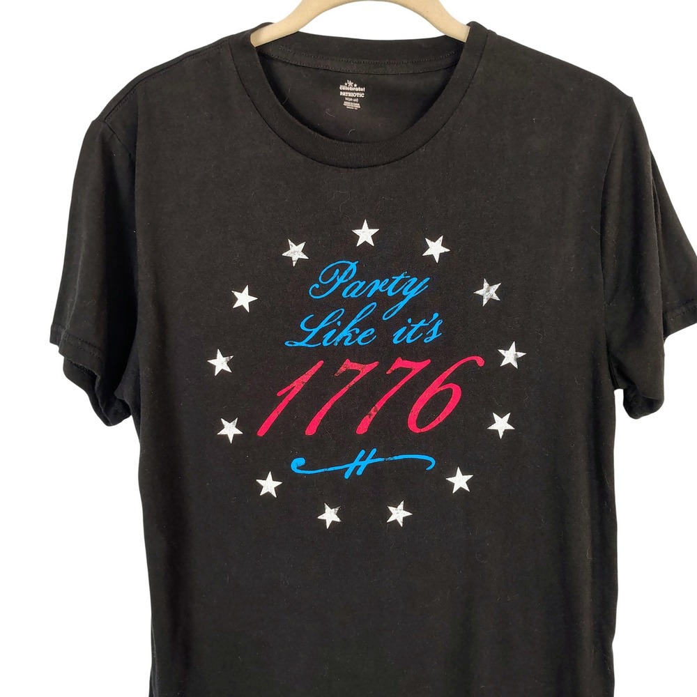 Way To Celebrate Patriotic Party Like Its 1776 Black T-Shirt Mens Medium M 250th